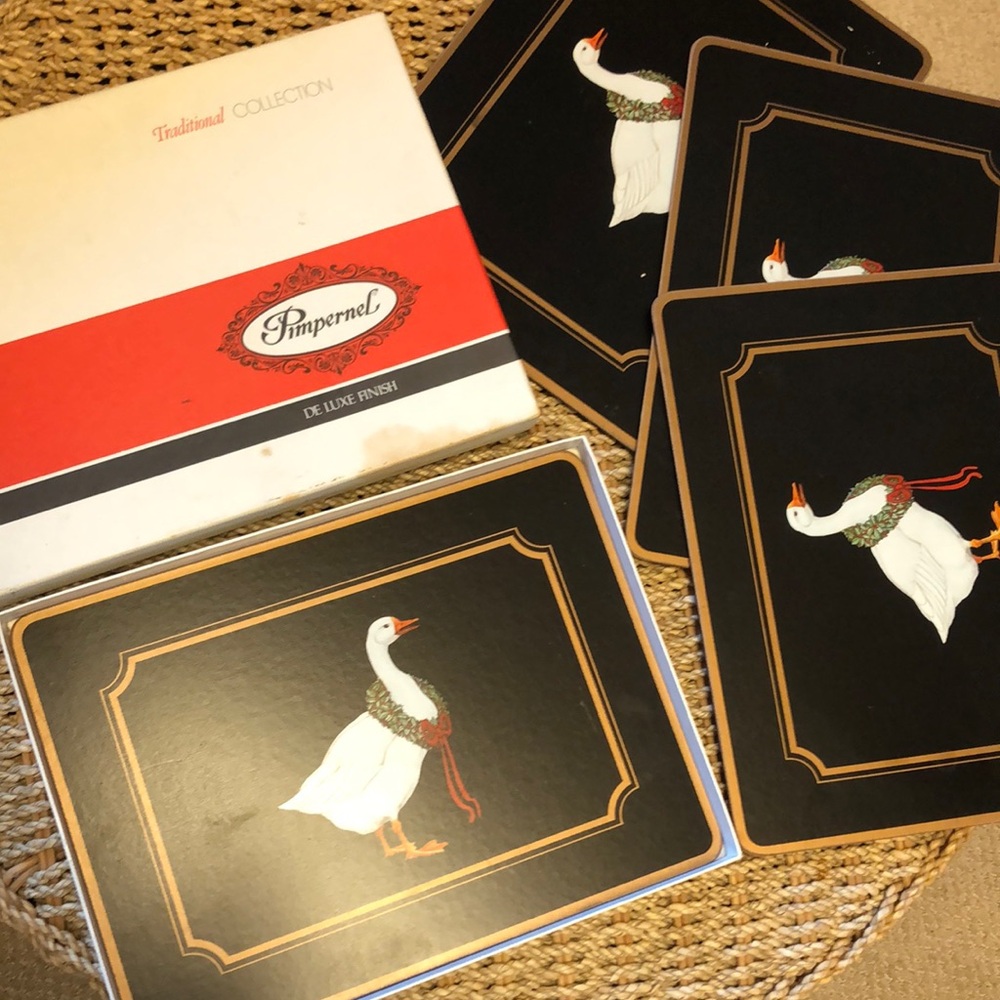 Pimpernel Goose Holiday Placemats  - Black & Gold Set of 4